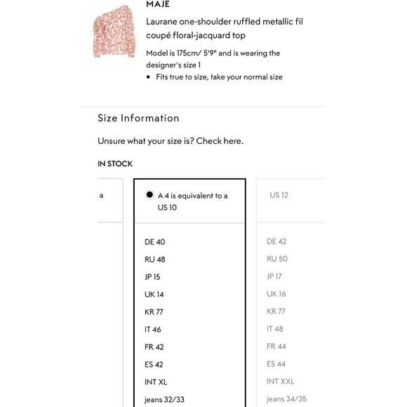 Maje | NWT Laurane Floral Cotton Blend One Shoulder Blouse in Terracotta Size 10 - Picture 4 of 4